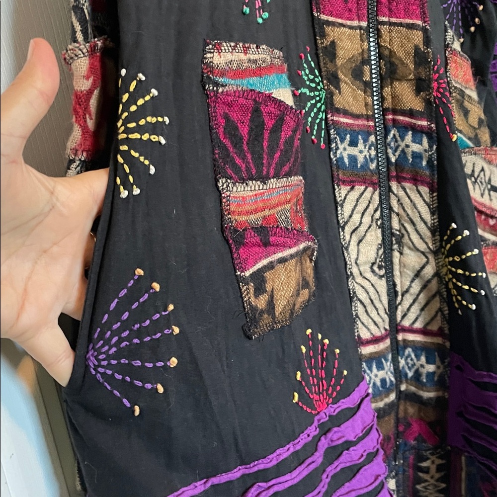 Rising International 2XL Purple/Black Hooded full zip Cardigan jacket tribal - Picture 11 of 11